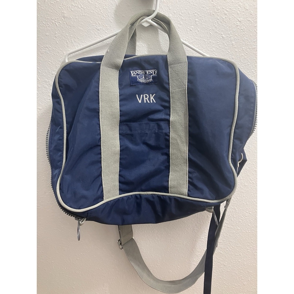 VTG Lands End Direct Merchants Travel Bag Luggage Navy Blue Nylon Unisex Adult